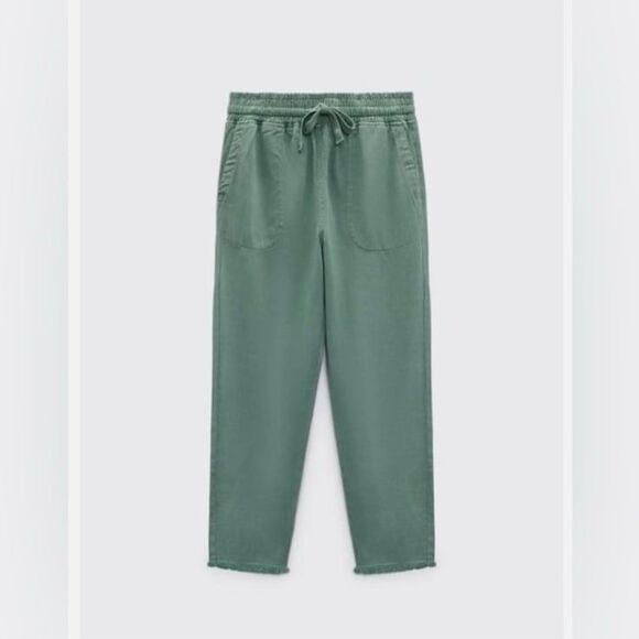 Zara The Raw Hem Jogger Pants in Light Green Size Small - Picture 4 of 8